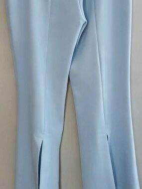 Women's Soft Light Blue Straight-Leg Trousers